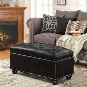 img 1 attached to Convenience Concepts Designs4Comfort 7th Avenue Storage Ottoman, Black: Organize and Relax in Style