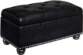 img 4 attached to Convenience Concepts Designs4Comfort 7th Avenue Storage Ottoman, Black: Organize and Relax in Style