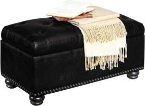 img 3 attached to Convenience Concepts Designs4Comfort 7th Avenue Storage Ottoman, Black: Organize and Relax in Style