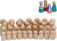 40 assorted sizes wooden peg dolls - unfinished people for diy crafts and arts, natural wood figures and decorative doll bodies logo