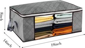 img 3 attached to 👕 Uzifa Clothes Clothing Storage Bags - Foldable Closet Organizer for Clothes Blankets, Bedding, and More - Clear Window, Sturdy Handles, Dual Zippers - 3-Layer Fabric - (3-Pack, Grey)