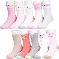 🧦 cute and cozy t.h.l.s girls socks: 5 pairs of winter thicker crew socks for kids, with animals cat bear design, ages 0-15 years logo