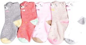 img 2 attached to 🧦 Cute and Cozy T.H.L.S Girls Socks: 5 Pairs of Winter Thicker Crew Socks for Kids, with Animals Cat Bear Design, Ages 0-15 Years