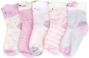 img 3 attached to 🧦 Cute and Cozy T.H.L.S Girls Socks: 5 Pairs of Winter Thicker Crew Socks for Kids, with Animals Cat Bear Design, Ages 0-15 Years