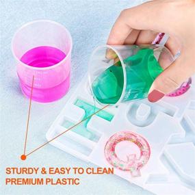 img 1 attached to 🥤 Plastic Graduated Cups - 24 Pack, 100ml/3.4oz with Transparent Scale. Includes 50 Wooden Stirring Sticks - Ideal for Mixing Paint, Stain, Epoxy, Resin