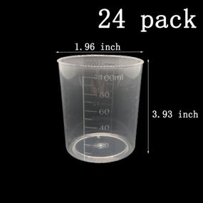 img 2 attached to 🥤 Plastic Graduated Cups - 24 Pack, 100ml/3.4oz with Transparent Scale. Includes 50 Wooden Stirring Sticks - Ideal for Mixing Paint, Stain, Epoxy, Resin