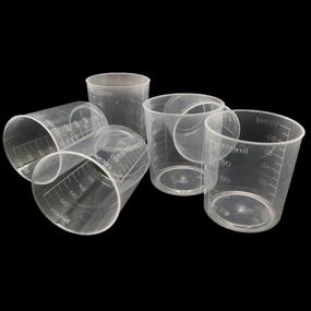 img 3 attached to 🥤 Plastic Graduated Cups - 24 Pack, 100ml/3.4oz with Transparent Scale. Includes 50 Wooden Stirring Sticks - Ideal for Mixing Paint, Stain, Epoxy, Resin