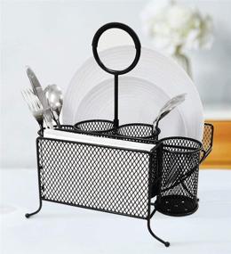 img 2 attached to Black Picnic Plate Napkin Flatware Storage Caddy Organizer Holder