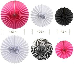 img 3 attached to 🎀 Pink White Black Hanging Paper Party Decorations: Round Paper Fans Set, Paper Pom Poms Flowers for Minnie Mouse Theme Birthday and Zebra Themed Baby Shower