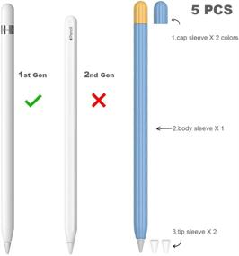 img 3 attached to 🖊️ Комплект аксессуаров для Apple Pencil 1-го поколения - защитный чехол, наклейка, держатель и крышка для наконечника (синий)