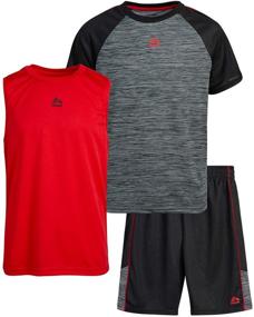 img 4 attached to 👕 RBX Boys' Active Performance Shorts Set – Short Sleeve T-Shirt, Tank Top, and Gym Shorts Activewear Set