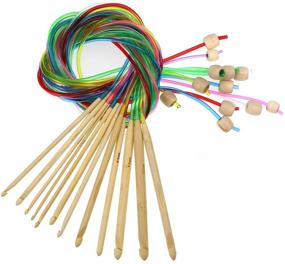 img 4 attached to 🧶 KOKNIT Set of 12 Tunisian Afghan Crochet Hooks with Plastic Cable - Carbonized Bamboo Knitting Needles for Weaving Carpet Rugs Blanket - Size Range 3.0mm(D) to 10.0mm(N)