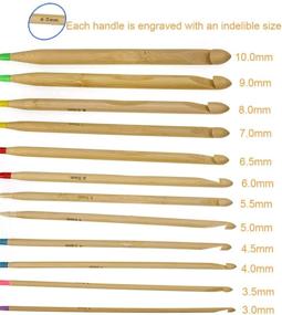 img 3 attached to 🧶 KOKNIT Set of 12 Tunisian Afghan Crochet Hooks with Plastic Cable - Carbonized Bamboo Knitting Needles for Weaving Carpet Rugs Blanket - Size Range 3.0mm(D) to 10.0mm(N)