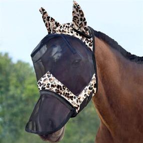 img 2 attached to 🐎 LumiVista Horse Fly Mask Long Nose with Ears - Full Size (L), UV Protection - Leopard Print for Horses