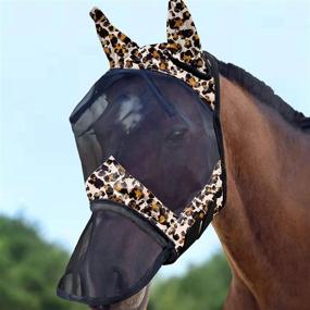 img 4 attached to 🐎 LumiVista Horse Fly Mask Long Nose with Ears - Full Size (L), UV Protection - Leopard Print for Horses