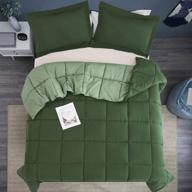 evjk green down alternative comforter queen size - reversible all season duvet insert 🌿 - box stitching blanket - 4 corner tabs bedding set - lightweight & breathable (lq-downalt) logo