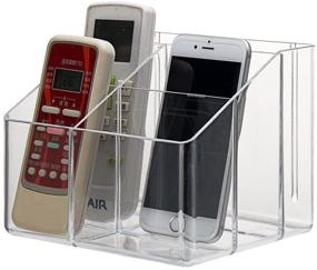 img 1 attached to Sky Piea Remote Control Organizer: Clear Acrylic Mail and Cosmetics Stand, Convenient Multi-Purpose Caddy for Coffee Table and Nightstand, Magic Telephone and Stationary Holder