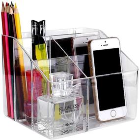 img 2 attached to Sky Piea Remote Control Organizer: Clear Acrylic Mail and Cosmetics Stand, Convenient Multi-Purpose Caddy for Coffee Table and Nightstand, Magic Telephone and Stationary Holder
