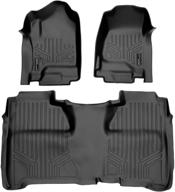 🏆 custom fit black floor mats 2 row liner set for crew cab 2014-2018 silverado/sierra 1500 & 2015-2019 2500/3500 hd crew cab/gmc sierra by smartliner logo