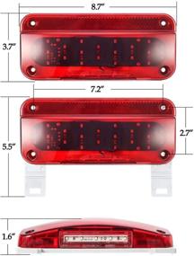 img 1 attached to 🚦 Запчасти Partsam Прямоугольные красные светодиодные стоп-сигналы для лагеря RV с белым светом фонаря для тормозов 49 светодиодов с держателем для номерного знака и белой основой 12V Герметичные с поверхностным креплением-левый + правый