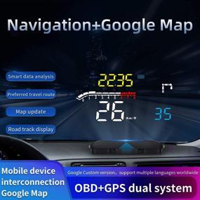 img 1 attached to 🚗 ACECAR Универсальная автомобильная навигация HUD с системой OBD II/GPS – улучшенная версия для Google Map, направления, скорости, предупреждения о превышении скорости, измерения пробега, температуры воды – подходит для всех типов транспортных средств.