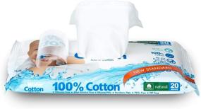 img 4 attached to 🧴 WaterCotton Baby Wipes: 100% Cotton, Biodegradable Travel Pack of 20 Wipes with Baby Safe Sweet Almond Oil and Panthenol