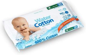 img 3 attached to 🧴 WaterCotton Baby Wipes: 100% Cotton, Biodegradable Travel Pack of 20 Wipes with Baby Safe Sweet Almond Oil and Panthenol