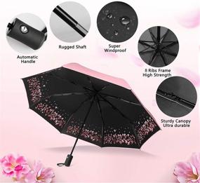 img 3 attached to 🌸 Sakura Blossom Windproof Folding Umbrella with Umbrella Stand