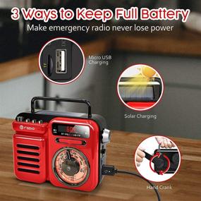 img 1 attached to 📻 Emergency Hand Crank Radio Weather Solar NOAA/AM/FM Radio with Powerful Sound, Bluetooth 5.0, Flashlight, 2000mAh Power Bank, SOS Alarm, USB Player for Hurricanes, Outdoor Activities (Red)