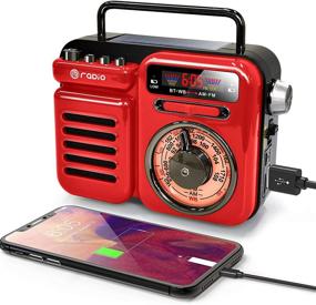 img 4 attached to 📻 Экстренное радио с ручным приводом, солнечной батареей, NOAA/AM/FM радио с мощным звуком, Bluetooth 5.0, фонариком, батареей на 2000mAh, сигналом SOS, USB-плеером для ураганов, активного отдыха (красный)
