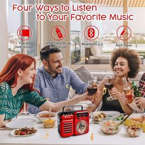 img 2 attached to 📻 Emergency Hand Crank Radio Weather Solar NOAA/AM/FM Radio with Powerful Sound, Bluetooth 5.0, Flashlight, 2000mAh Power Bank, SOS Alarm, USB Player for Hurricanes, Outdoor Activities (Red)