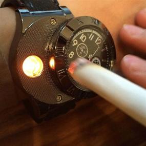 img 1 attached to ⌚🔥 Наручные часы Findtime для мужчин с USB-зарядкой, зажигалкой для сигарет и сигар: неподдуваемая безламповая, дизайнерские наручные часы с оригинальными крутыми зажигалками
