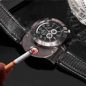 img 2 attached to ⌚🔥 Наручные часы Findtime для мужчин с USB-зарядкой, зажигалкой для сигарет и сигар: неподдуваемая безламповая, дизайнерские наручные часы с оригинальными крутыми зажигалками