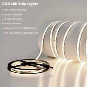 img 3 attached to Flexible COB LED Strip Lights - 480 LEDs/M 1m/3.28FT DC12V 4000K CRI 90+ - Ideal for Home, Bedroom, Kitchen Decoration & DIY Lighting - Includes 9W Power Supply - DC 12V 1m/3.28FT