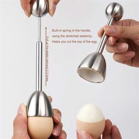 img 1 attached to 🥚 Egg Cracker Topper Set - Easy Shell Removal for Soft & Hard Boiled Eggs, Includes 1 Egg Cutter, 4 Ceramic Egg Cups, and 4 Spoons