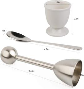 img 3 attached to 🥚 Egg Cracker Topper Set - Easy Shell Removal for Soft & Hard Boiled Eggs, Includes 1 Egg Cutter, 4 Ceramic Egg Cups, and 4 Spoons