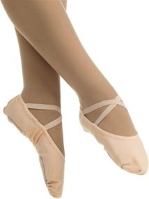 img 3 attached to 🩰 Danzcue Adult Ballet Slipper: Enhance Flexibility with Stretch Canvas and Split Sole