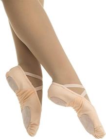 img 2 attached to 🩰 Danzcue Adult Ballet Slipper: Enhance Flexibility with Stretch Canvas and Split Sole