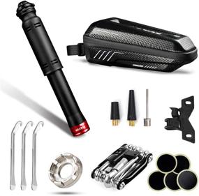 img 4 attached to 🚲 QCLTY Bike Tire Repair Kit + Mini Air Pump & Rainproof Storage Bag - Includes Bicycle Multi Fix Tool, Pre-Glue Puncture Repair Kit & Accessories