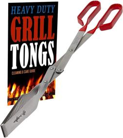 img 4 attached to 🔥 Enhanced Performance Grill Tongs - Long Barbecue Grilling Tong with Red Handle - Premium Stainless Steel BBQ Tool - Wide Grip Kitchen Tongs with Knife Edge - Ultimate Grill Tools