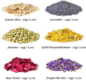 img 3 attached to HAIOPS Dried Flower Soap Scent Kits – Rose Petals, Lavender, Gold Chrysanthemum, Forget-Me-Not, Lemon Slice, Jasmine – Set of 6 Bags