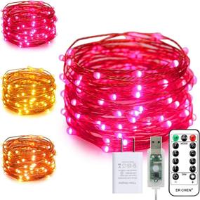 img 4 attached to 🎄 ErChen USB Dual-Color LED String Lights - 33FT Copper Wire Fairy Lights with Remote Timer for Indoor Outdoor Christmas Decor - Dimmable 100 LEDs Color Changing, 8 Modes (Warm White, Pink)