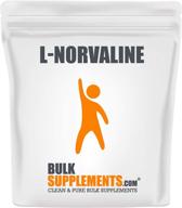 💪 l-norvaline powder - muscle building supplement - preworkout pump - oxygen boosting - pure pump - blood flow support (50 grams - 1.8 oz) from bulksupplements.com logo