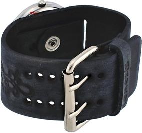 img 3 attached to ⌚ Женские часы Nemesis с цветочным узором угольного оттенка и широким кожаным ремешком и черной циферблатом со сумасшедшими цифрами (модель KVFB108K)