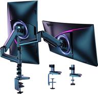 🖥️ huanuo dual monitor mount stand - premium aluminum gas spring arm height adjustable monitor desk mount vesa bracket for two 17 to 32 inch flat / curved lcd computer screens - includes c clamp and grommet base logo
