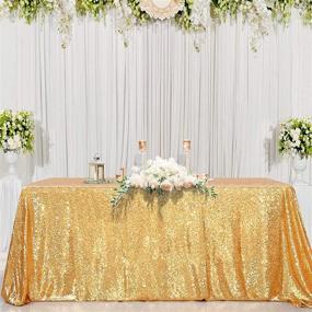 img 4 attached to 🌟 Shimmering Gold Sequin Tablecloth for Ceremony, Party, Halloween - 50x80 Inch