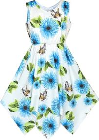 img 3 attached to 👗 Sunny Fashion Girls' Floral Hanky Hem Dress with Necklace - Perfect for Spring!