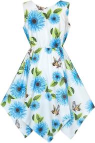 img 2 attached to 👗 Sunny Fashion Girls' Floral Hanky Hem Dress with Necklace - Perfect for Spring!