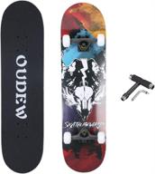 🛹 complete skateboard for kids boys girls youths beginners, 31''x 8'' 8 layer canadian maple deck, double kick concave cruiser trick skateboards логотип