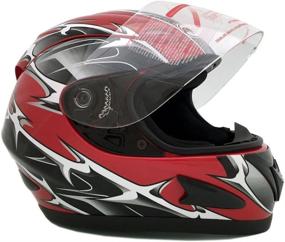 img 1 attached to 🏍️ DOT Street Legal MMG Motorcycle Helmet with Spikes in Red, Medium Size, Comes with 2 Visors: Clear and Smoked Shield